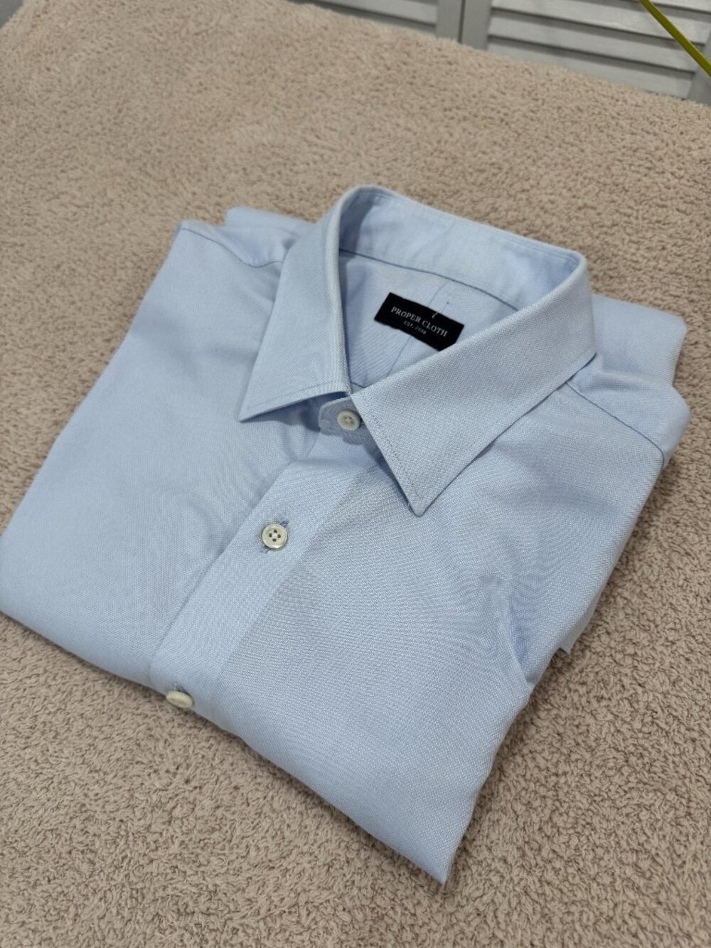 Proper Cloth Thomas Mason Oxford Shirt Men’s M Blue Wrinkle Resistant 17.5"